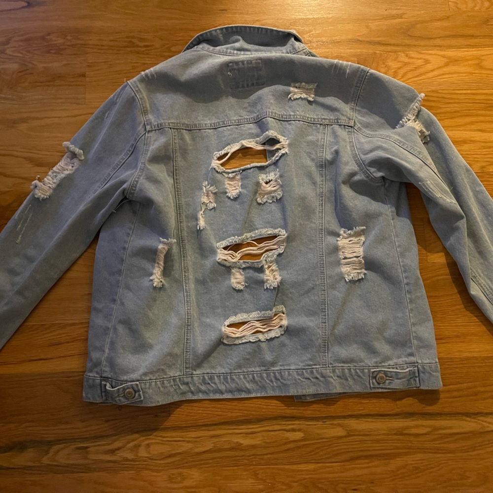 “Basic Denim” Distressed Jean Jacket - image 3